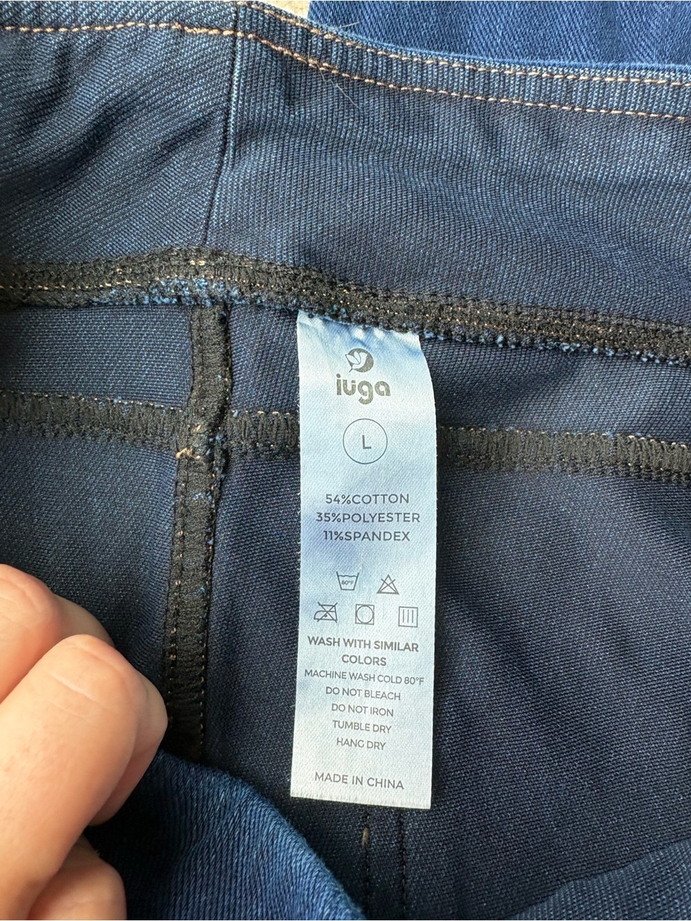 Women's Dark Blue Denim-Look Stretch Jeans - Picture 3 of 3